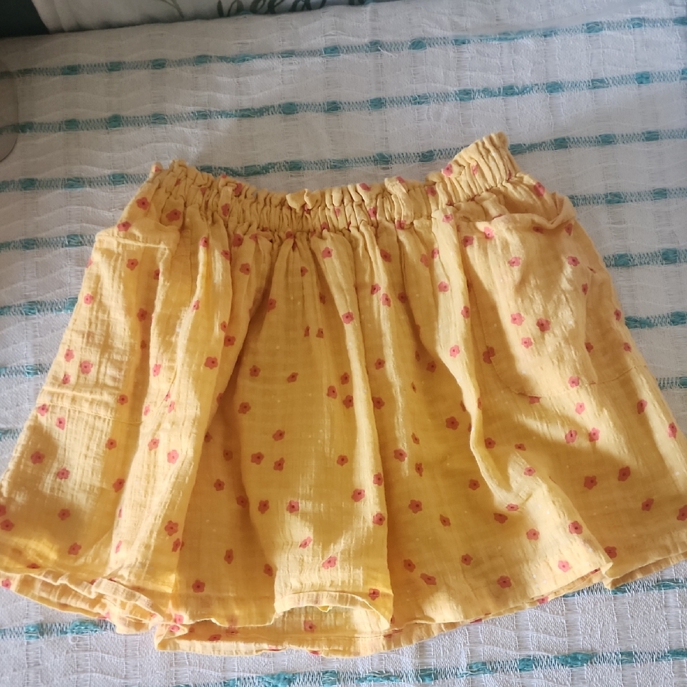 Cat & Jack Sunny Yellow Skirt with Pink Flowers